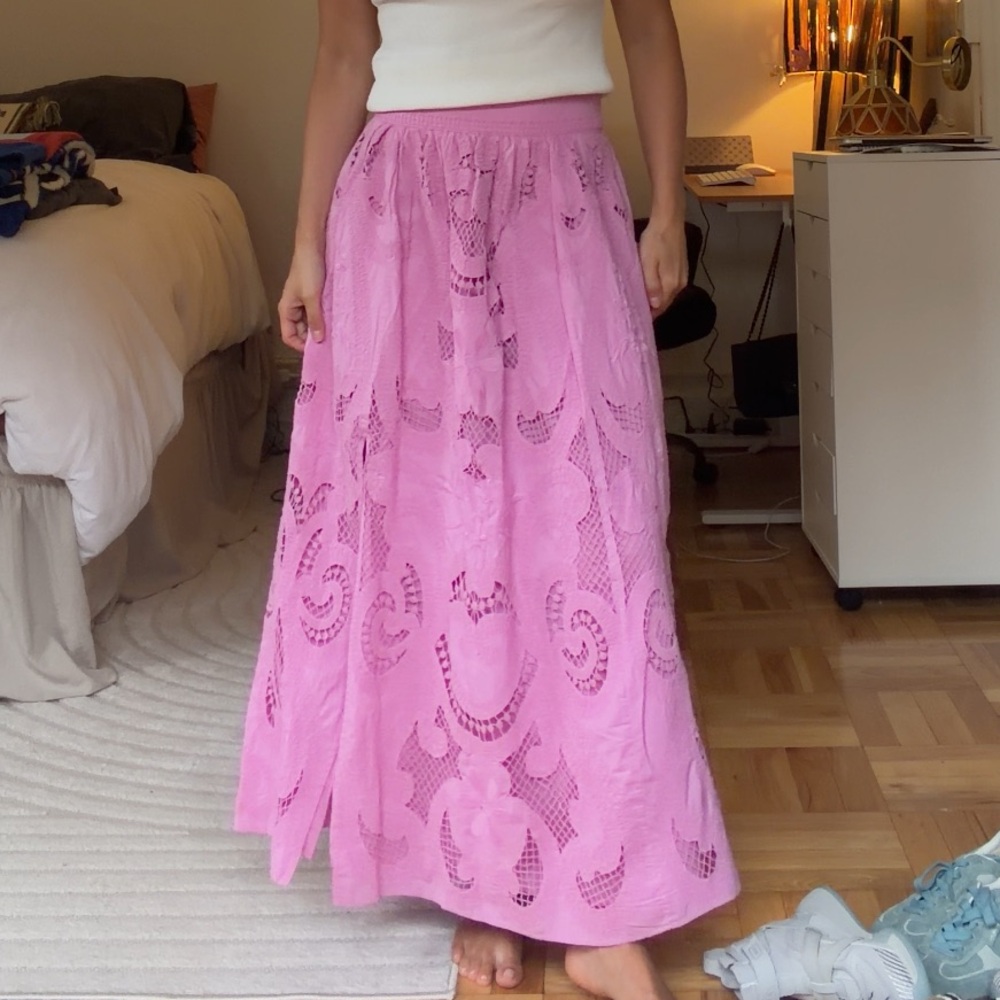 Pink Sezane Embroidered Maxi Skirt - Women